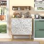 Wood Carving Sideboards for Living Room Cabinets Vintage Hollow Buffet Accent Cabinet with Adjustable Shelf, Magnetic Closure, Cupboard for Kitchen, Dining Room, Hallway 80 x 35 x 78 cm Image 3
