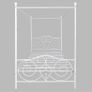Double Canopy Bed Frame with Vintage Headboard & Footboard, White 135x190cm Double Canopy Bed Frame, 4ft6 Heavy Duty Metal Bed, Heart Scroll Headboard & Footboard, Steel Slats for Bedrooms Image 2