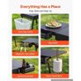 Folding Grill Table 87x45 cm Camping Griddle Stand Fit 43 & 56 cm, for Picnic BBQ Tailgating, Carbon Steel, Adjustable Height, 158 kg, Outdoor Cart with Magnetic Tool Rack and Tissue Holder Image 4