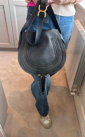 Authentic Chloe Marcie black lambskin leather bag