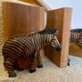 Early c20th hand-carved wooden zebra bookends Image 5