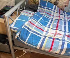 Metal single bed with mattress