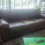 Brown leather sofa suite Image 3