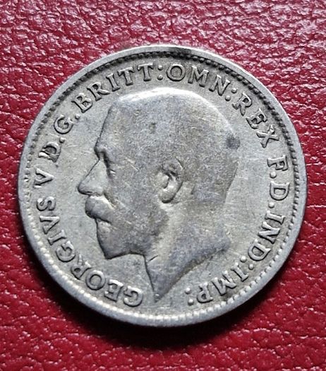 1917 United Kingdom 3 Pence - George V sterling silver coin