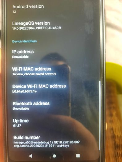 De-googled Samsung A50 android 12