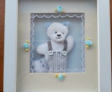 Nursery blue teddy picture frame BN