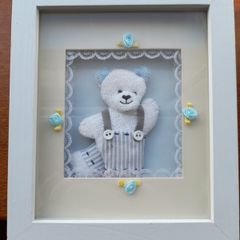 Nursery blue teddy picture frame BN