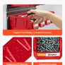 Wall Mounted Storage Bins, 12 Plastic Bins & 3 Metal Rails, Plastic Hanging Stackable Storage Bin for Screws, Nuts, Bolts, Nails, Hardware Tool Organizer for Workshop, Craft Room, Garage, Red Image 3