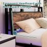 Floating Bed Frame Double Size with Charging Station and LED Lights Image 5