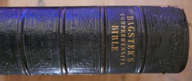 Antique Comprehensive Bible By Bagsters (one cover is missing, see photos)