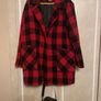 Ladies black and red check coat Image 2