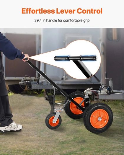 Heavy Duty Trailer Dolly 1000lbs  Carbon Steel Trailer Mover with 2 inch Ball, 14 inch Pneumatic Tires, Portable Tow Dolly for Moving RV Trailer