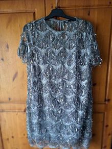 Zara silver lace and sequence dress