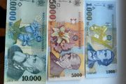3 Banknotes 1000 5000 10000 lei Romania UNC