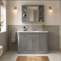 Vanity unit  bathroom vanity , bathroom sink , new Merrion 1200 mm vanity unit, slate gray with marble top and basin with matching mirror cabinet