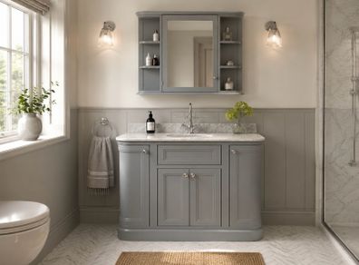 Vanity unit  bathroom vanity , bathroom sink , new Merrion 1200 mm vanity unit, slate gray with marble top and basin with matching mirror cabinet