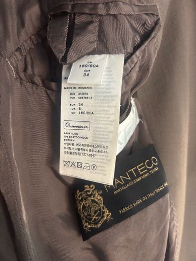 Arket Twill Blazer Size 34 Dark Mole