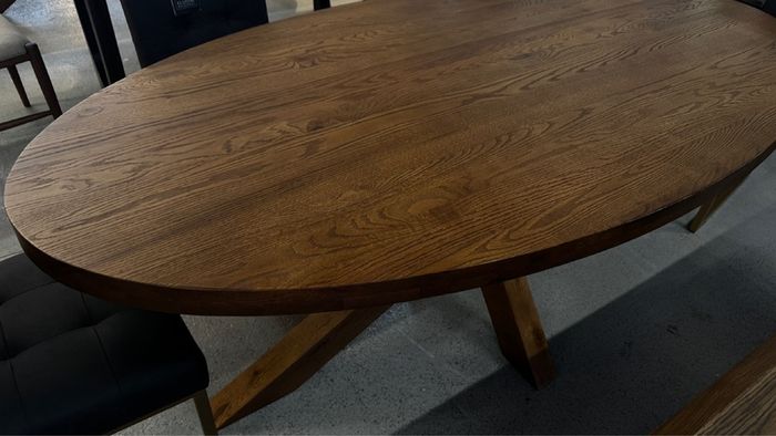 220cm Oval Oak Dining Table Ex Display Like New