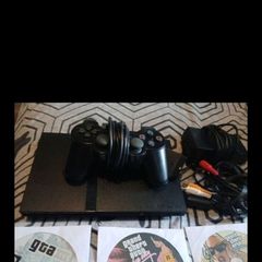 ps2 slim with controller and games