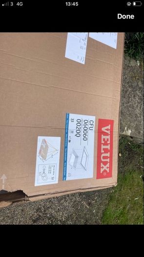 Velux 60cmx60cm curved glass rooflight for flat roof
