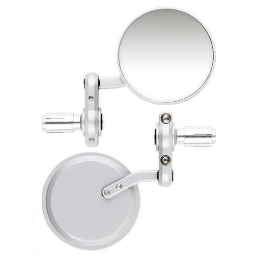 Round 22mm Motorcycle Bar End Mirrors - Silver