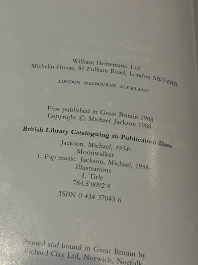 Michael Jackson Moonwalker The Storybook 1988 UK