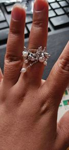 Sumiyaki Butterfly Faux Pearl Adjustable Ring