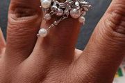 Sumiyaki Butterfly Faux Pearl Adjustable Ring