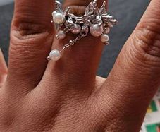 Sumiyaki Butterfly Faux Pearl Adjustable Ring