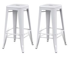Bar Stools 2 pcs White Steel