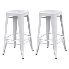 Bar Stools 2 pcs White Steel