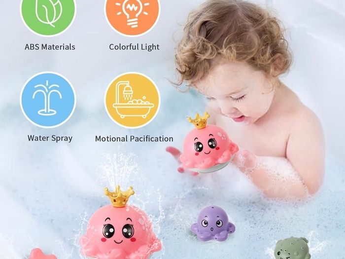 Baby Bath Toys, Octopus LED Automatic Spray Water Light Up Bath Tub Swimming Pool Toys Gifts for Toddlers 0-6 Months Kids