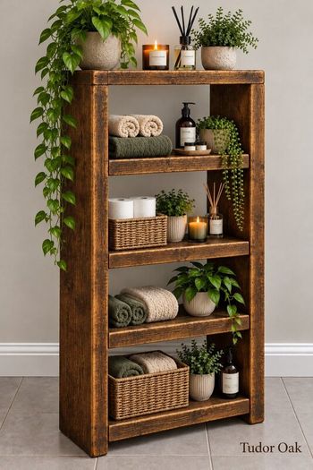 Handmade Rustic Bathroom Tall Shelving Unit