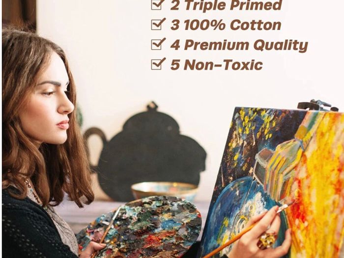12 Packs Blank Art Canvases Pre Stretched Canvas Board, 100% Cotton Artist Painting Canvas for Acrylic Painting, Oil Paint