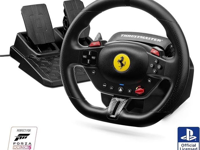 T98 Ferrari 296 GTB Racing Wheel  Pedals  Official Ferrari Licensed Wheel for PS5, PS4 PC  Bungee Cord Technology  Manettino Dial with 3 Driving Profiles  Black