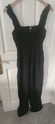 linen mix black jumpsuit