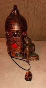 Unisex handmade bog wood copper wired pendants