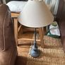 Table lamp black embossed base and taupe shade Image 2
