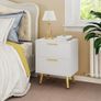 2-Drawer Bedside Table Set of 2, Small Bedside Storage Cabinet with Storage, Nightstand End Table for Living Room Bedroom Office, 40x30x52cm, White & Gold Image 4