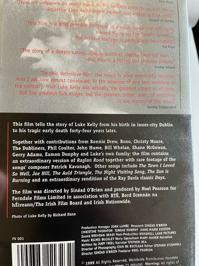 Luke Kelly. Life Story. VHS Film. 1999.