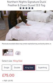 Duck Down kingsize duvet BNWT