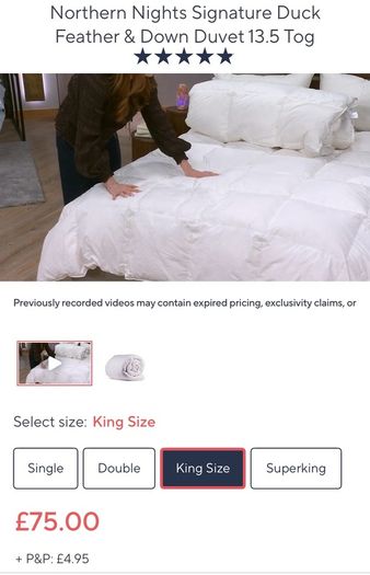 Duck Down kingsize duvet BNWT
