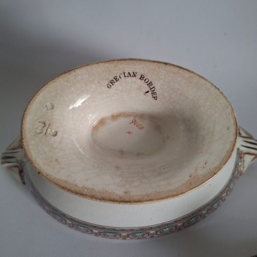 Rare 1860s Victorian Ironstone Sauce Tureen & Lid