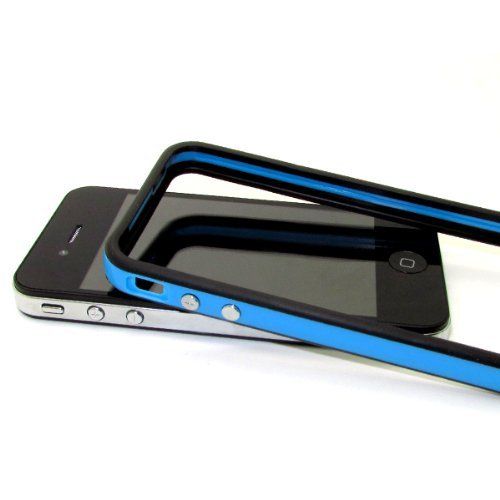 iPhone 4/ 4S Bumper Case Hard Plastic Rubber with Metal Buttons with Free Screen Protector