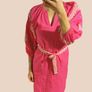 New pink dress Woolworth XS with embroidered details, cinched at the waist with a matching fabric belt Image 3