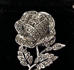 Mid-Century Marcasite Rose Brooch
