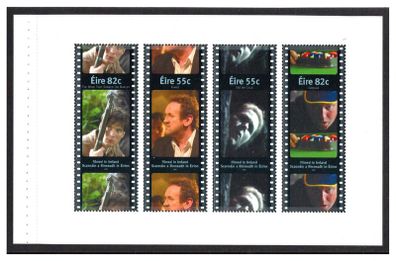 2008 Ireland Filmed in Ireland Commemorative Stampss Booklet Pane featuring Bried Ni Neachtain, Colm Meaney, Pat Shortt & Cillian Murphy Mint Never Hinged. Hibernian HP183