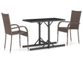 3 Piece Garden Dining Set Brown