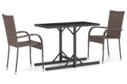 3 Piece Garden Dining Set Brown