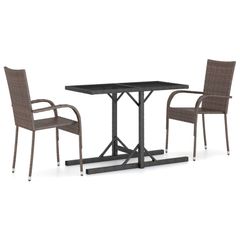 3 Piece Garden Dining Set Brown